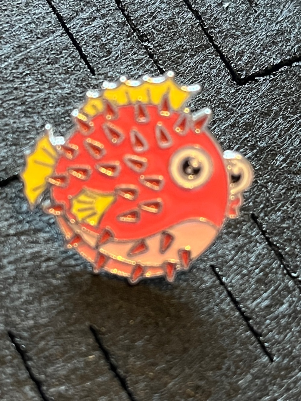 Pink Puffer Fish Enamel Pin by